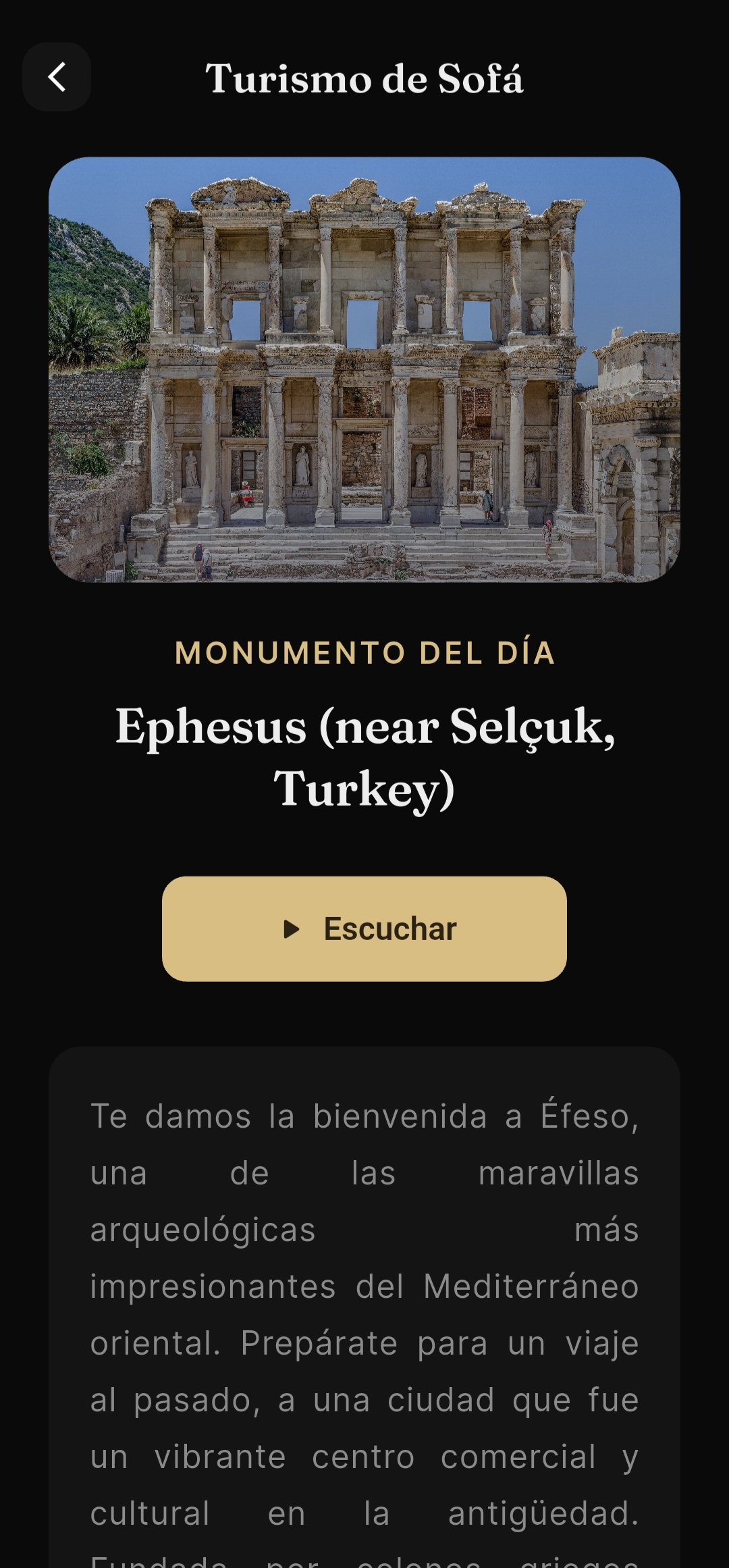 Turismo de Sofá: el monumento del día (Éfeso) con opción de escuchar